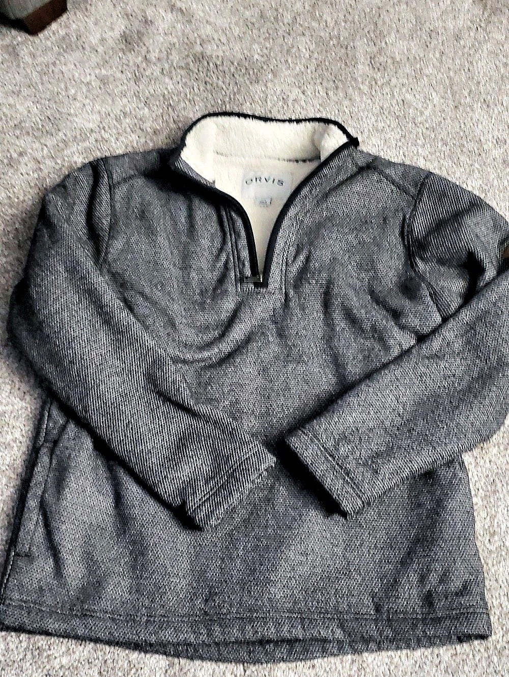 Orvis Classic Sherpa-Lined Pullover, Gray & Black